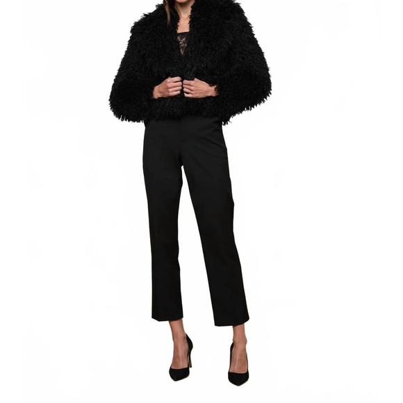NEW L'AGENCE aura cropped faux fur jacket in black - Picture 5 of 5